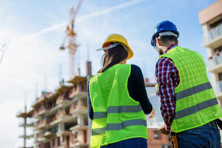 construction workers on building site