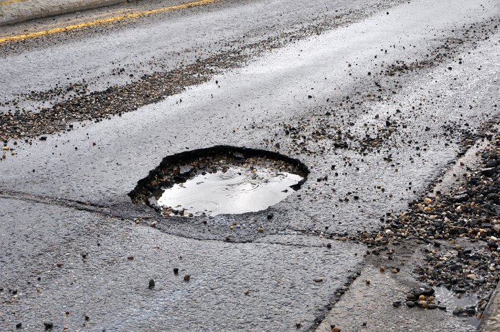 pothole in road